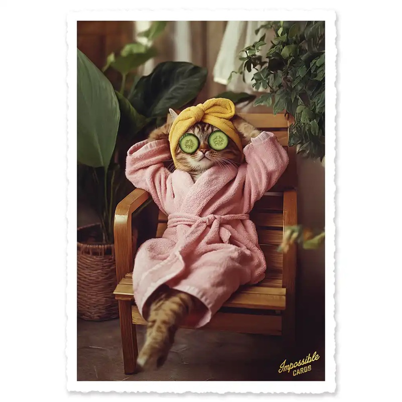 Impossible Card Postkarte *spa cat, Katze