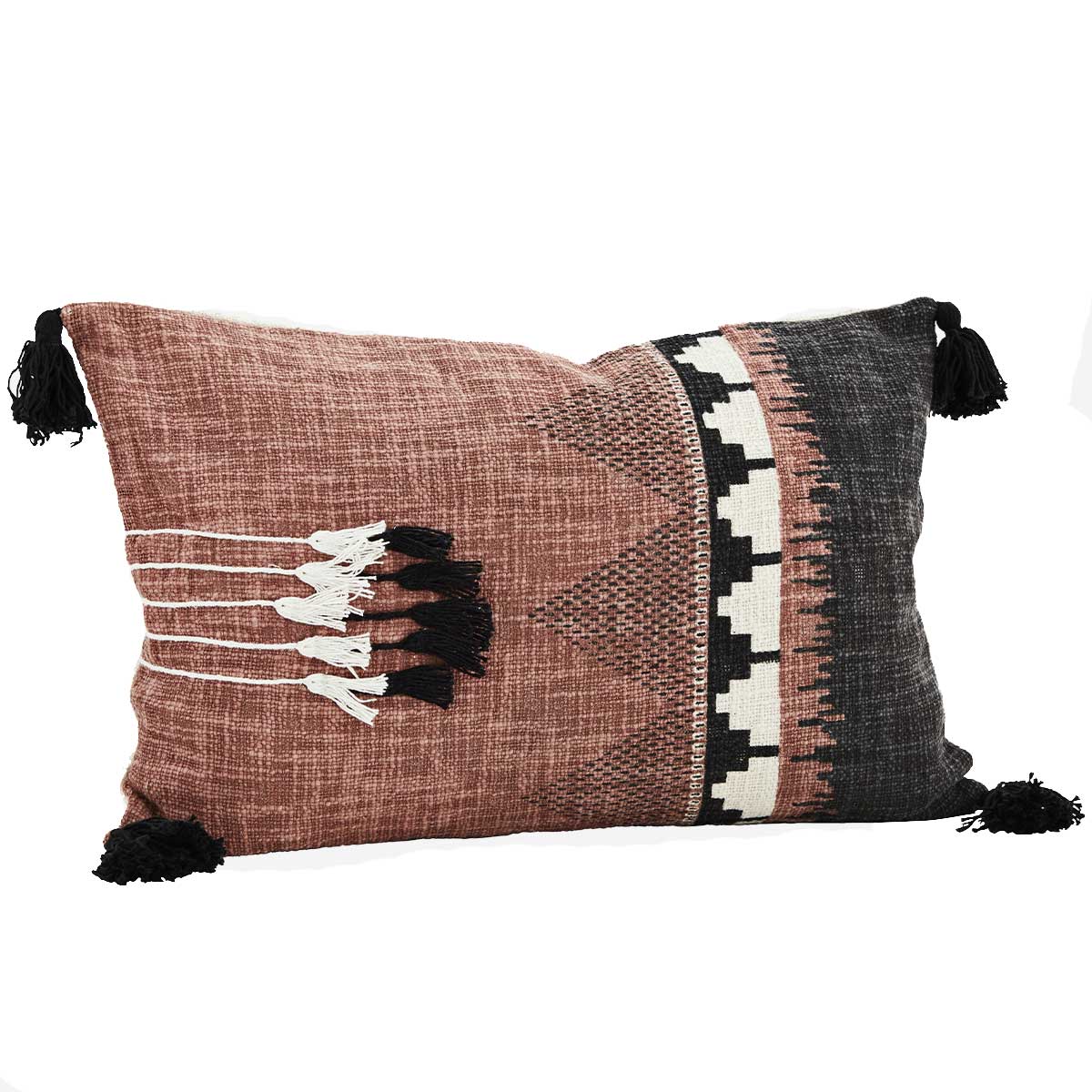 % Madam Stoltz Kissenbezug - fringed - 60 x 40 cm   terra