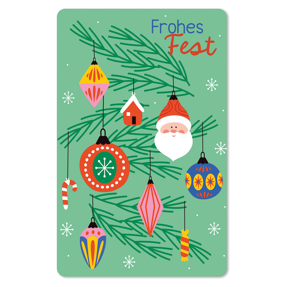 Lunacard Postkarte Weihnachten Baumschmuck