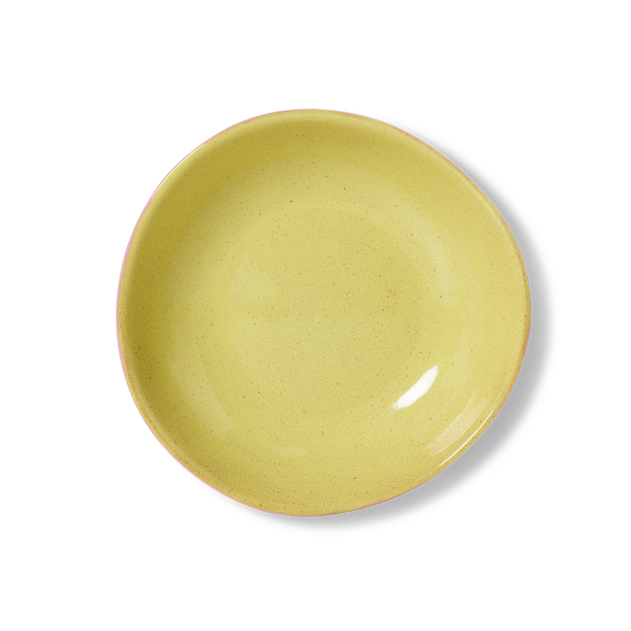 HKliving 70's ceramics: curry bowls,gelb-Rosa, Siebziger Jahre Geschirr, Keramik pro Stück   