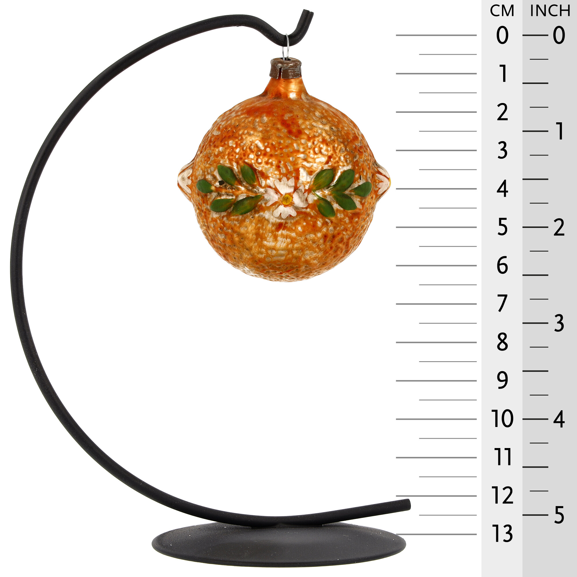 Nostalgie Christbaumkugel "Apfelsine", patiniert von Marolin, Mandarine, Orange