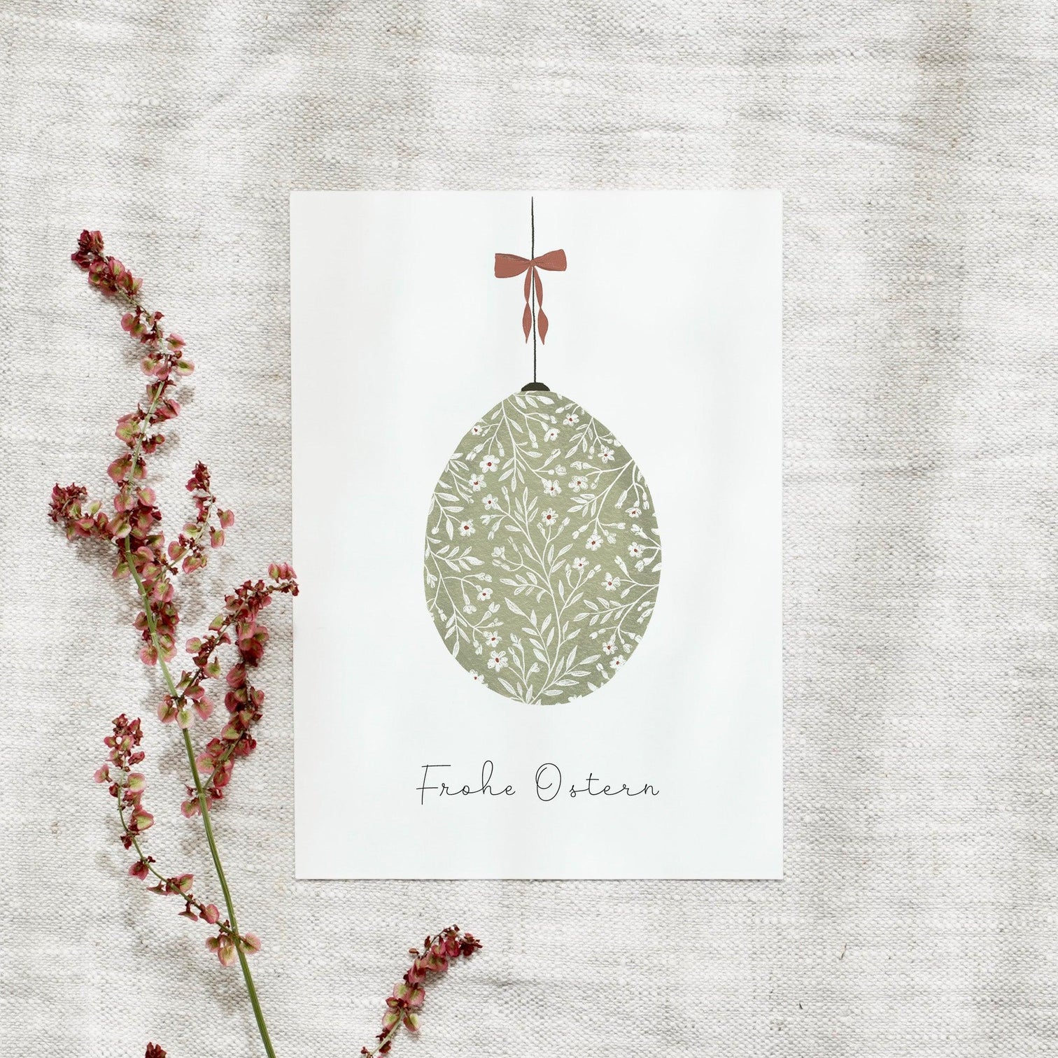 Leo la Douce Postkarte Frohe Ostern & Osterei grün