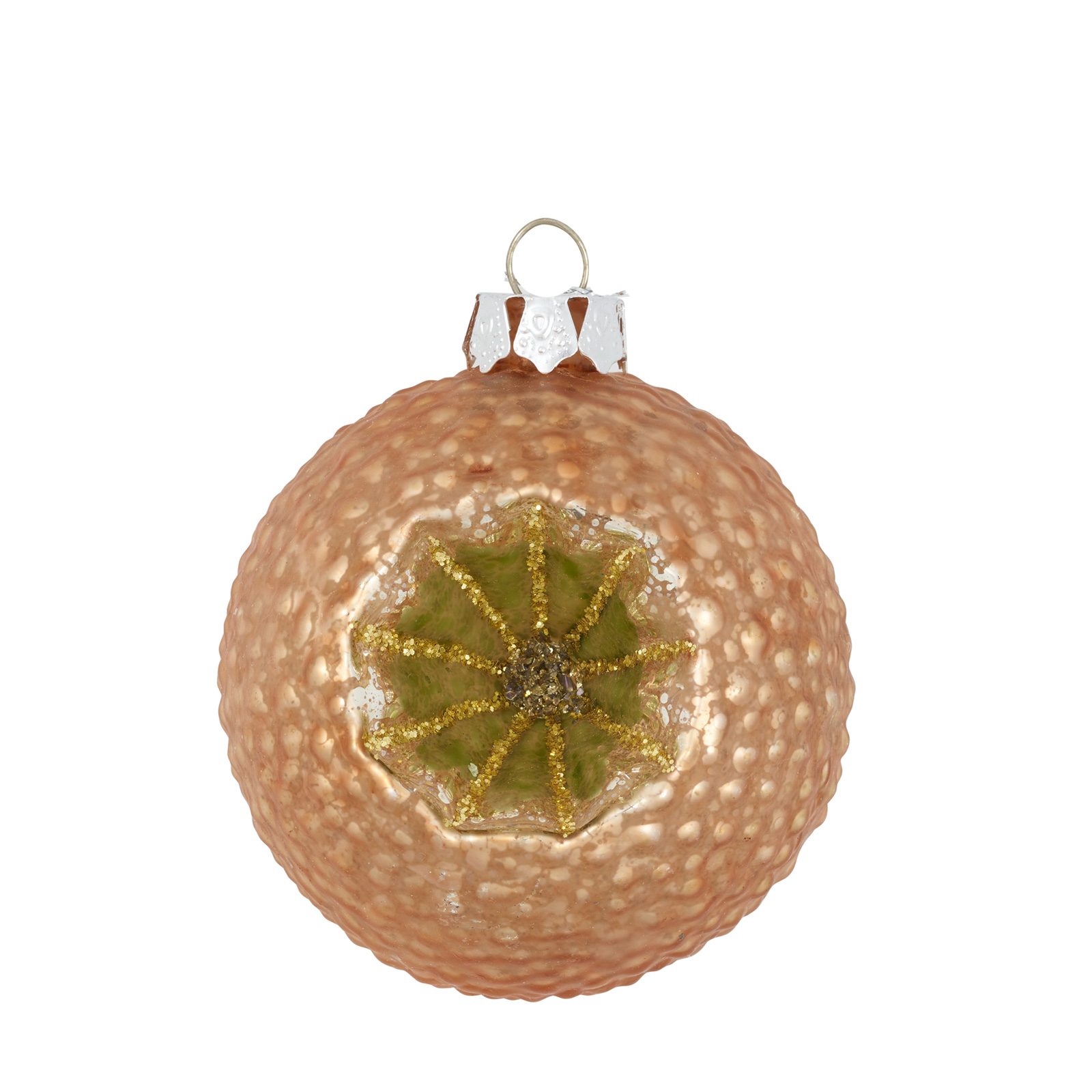 Greengate Weihnachtskugel Carved glitter gold, D. 8 cm, Nostalgie