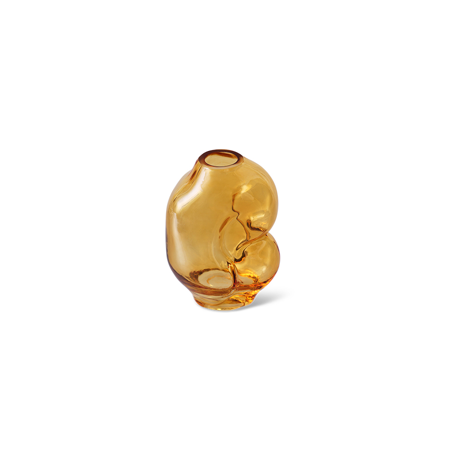 HKliving Gleam glass small vase amber, ca. 18 cm