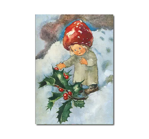 Postkarte Rote Beeren im Winter von Mili Weber, Weihnachten, Winter 