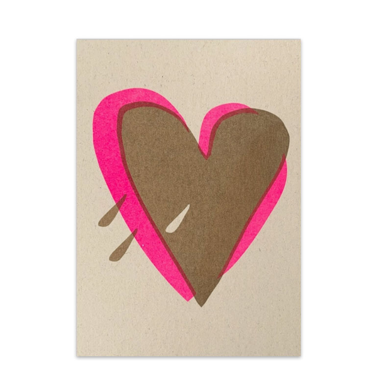Feingeladen Postkarte TYPO »Herz« Neon Pink, RISO handgedruckt