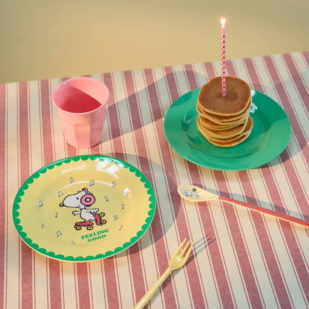 Rice Melamin Latte-Löffel Snoopy , ca. 3 x 22,5 cm, hellblau mit Noten