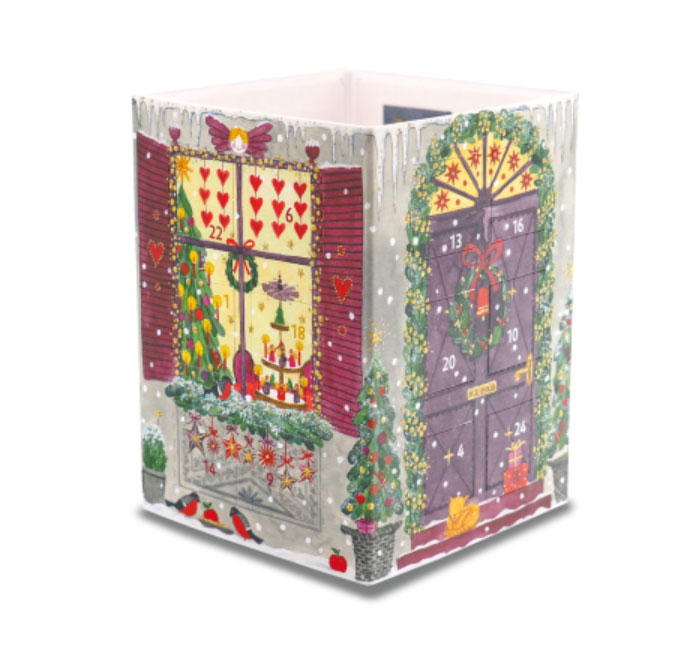 Adventskalender Karte , als Windlicht zum Aufstellen "Portal" 