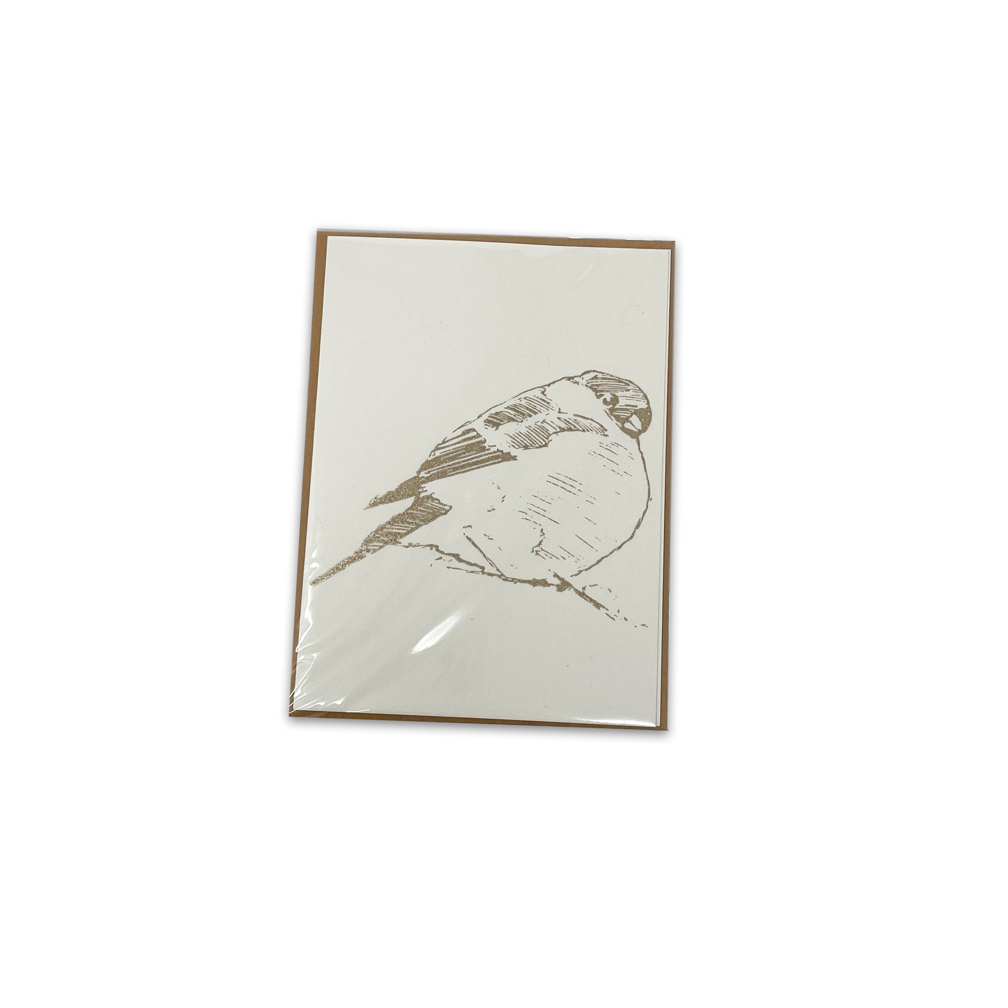 Dorothee Lehnen Briefkarte klein "Spatz", handgedruckt, Vogel
