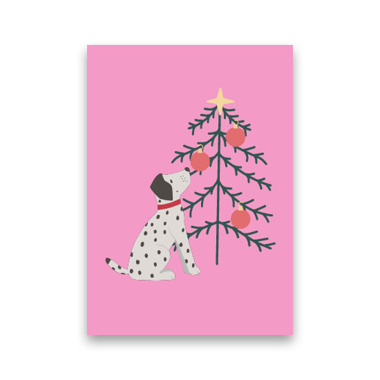 Postkarte Streifen XMAS Dalmatiner von Andrea Liesert