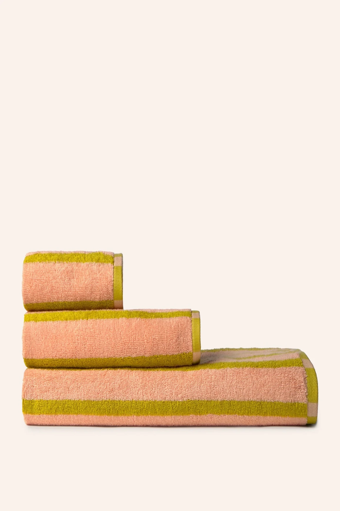 Badehandtuch mit rosa und grünen Streifen Saturno, ca. 30 x 50, Gästehandtuch