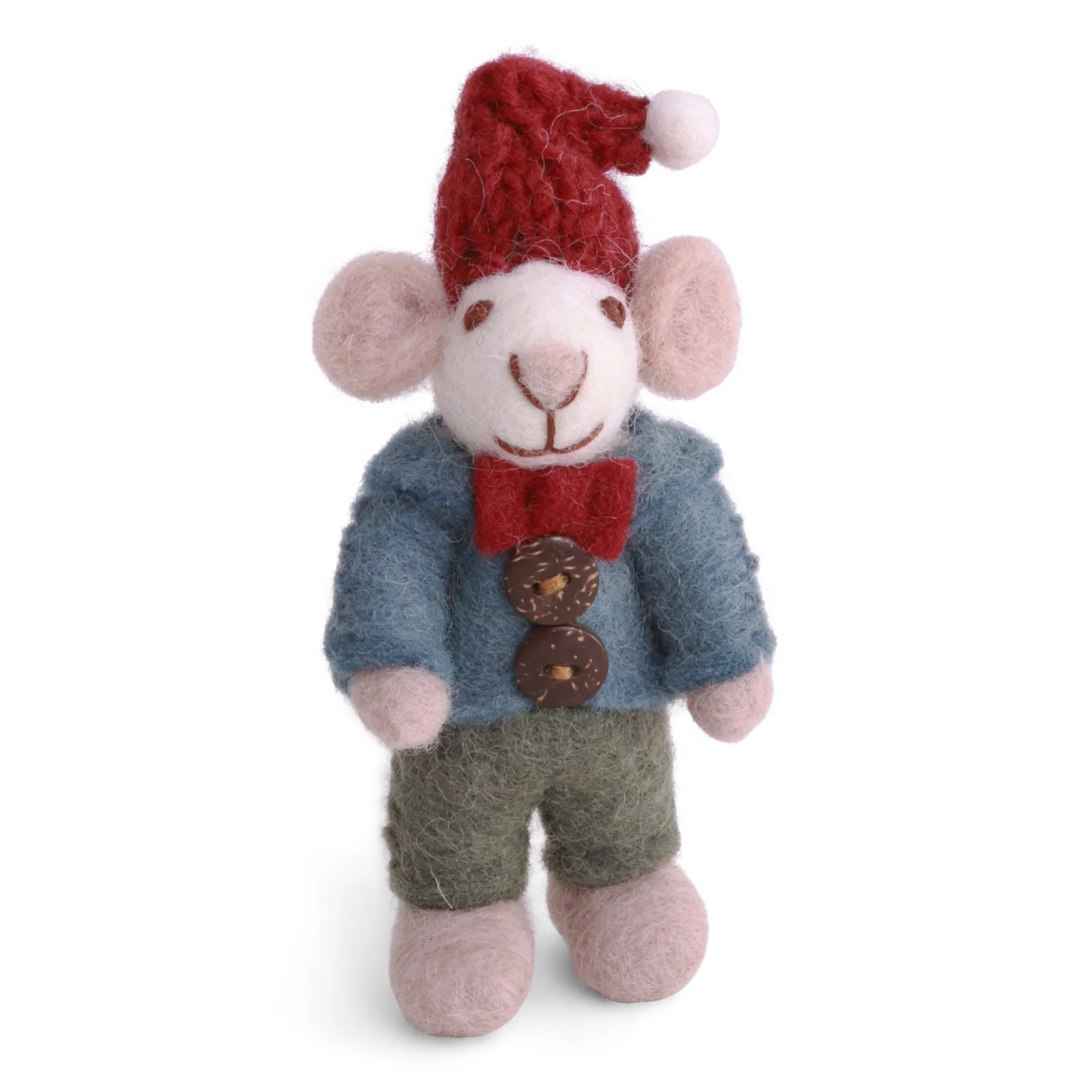 Gry & Sif Weihnachtsmaus „White Boy“ mit Jacke, ca.8 cm, Mini White Boy Mouse w/Jacket