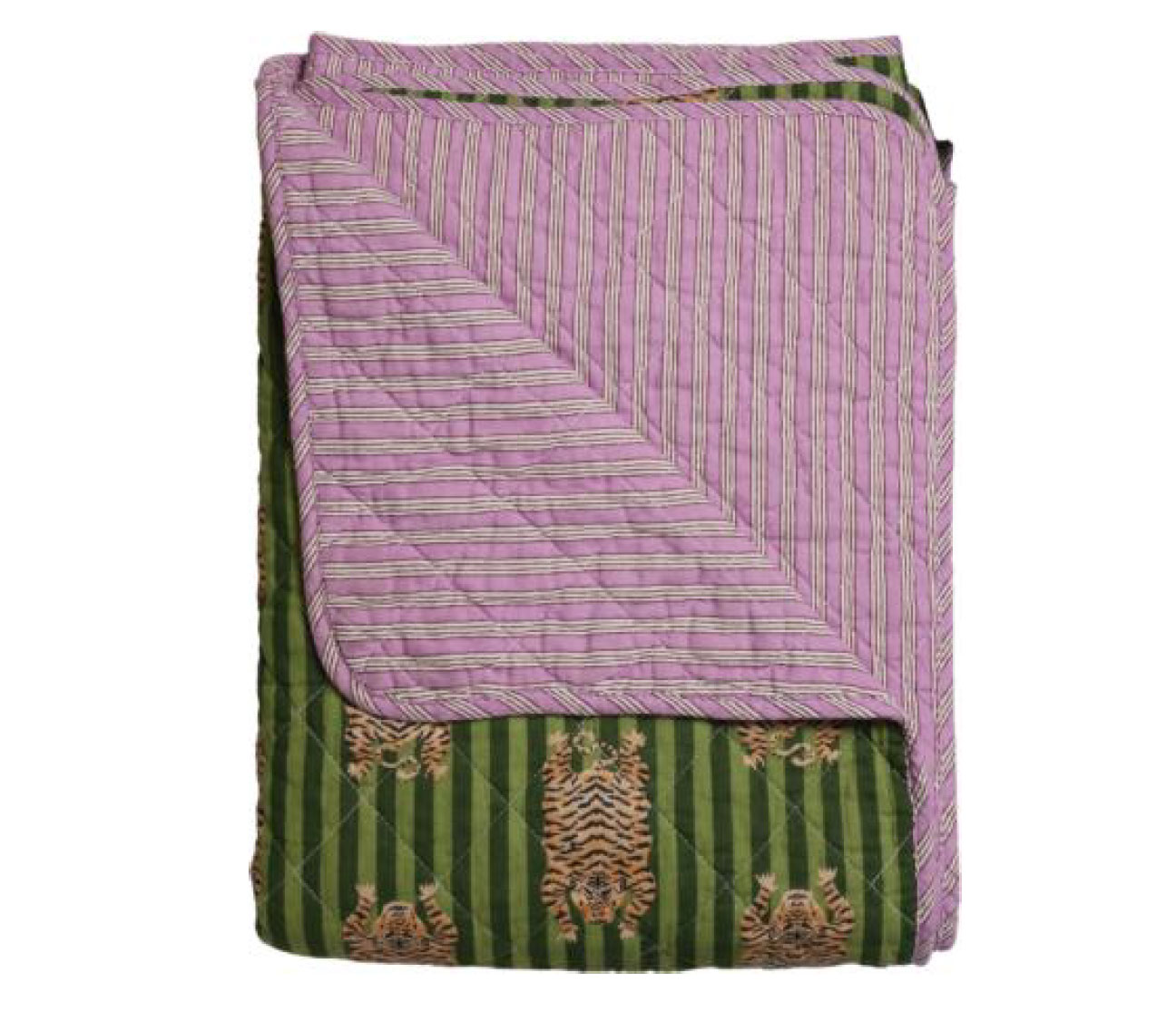 Quilt-Decke Tiger-grün/lila, ca. 140x220 cm
