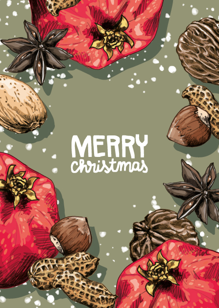 Illi Postkarte GRANDOLO , Merry Christmas von illi , Holzschliffpappe  