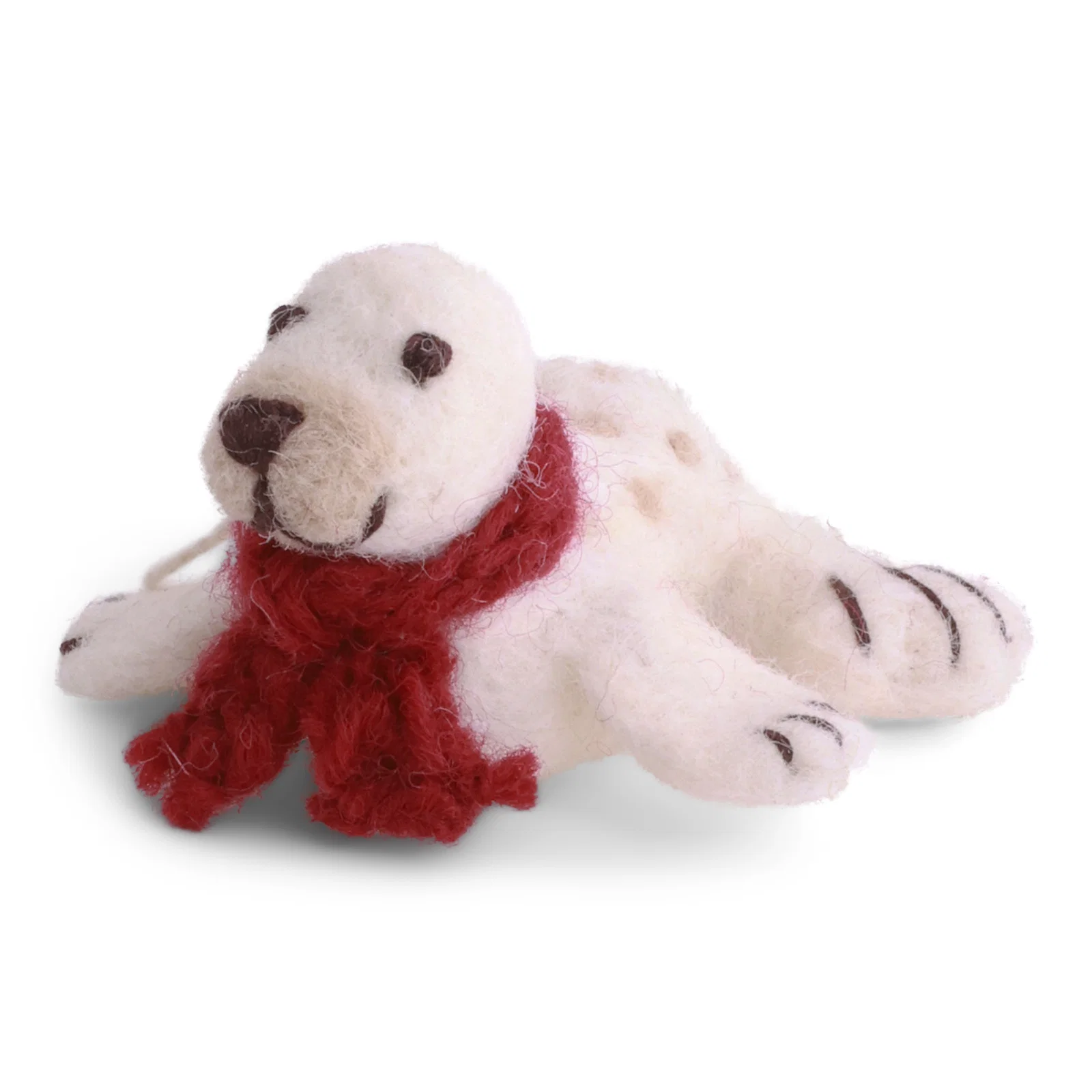 Gry & Sif Filz Baby-Seehund mit rotem Schal, Baby Seal w/Red Scarf, ca. 6 cm