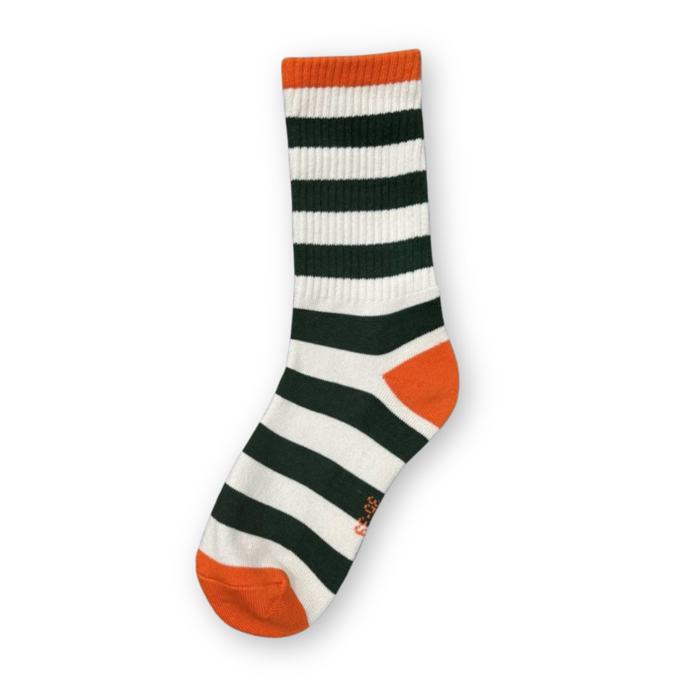 SOCKEN - Streifen dunkelgrün - orange, Größe 35-39