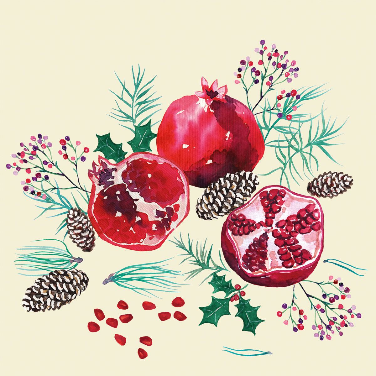 Papierservietten Granatäpfel "Grenade" , 33 x 33 cm   von PPD