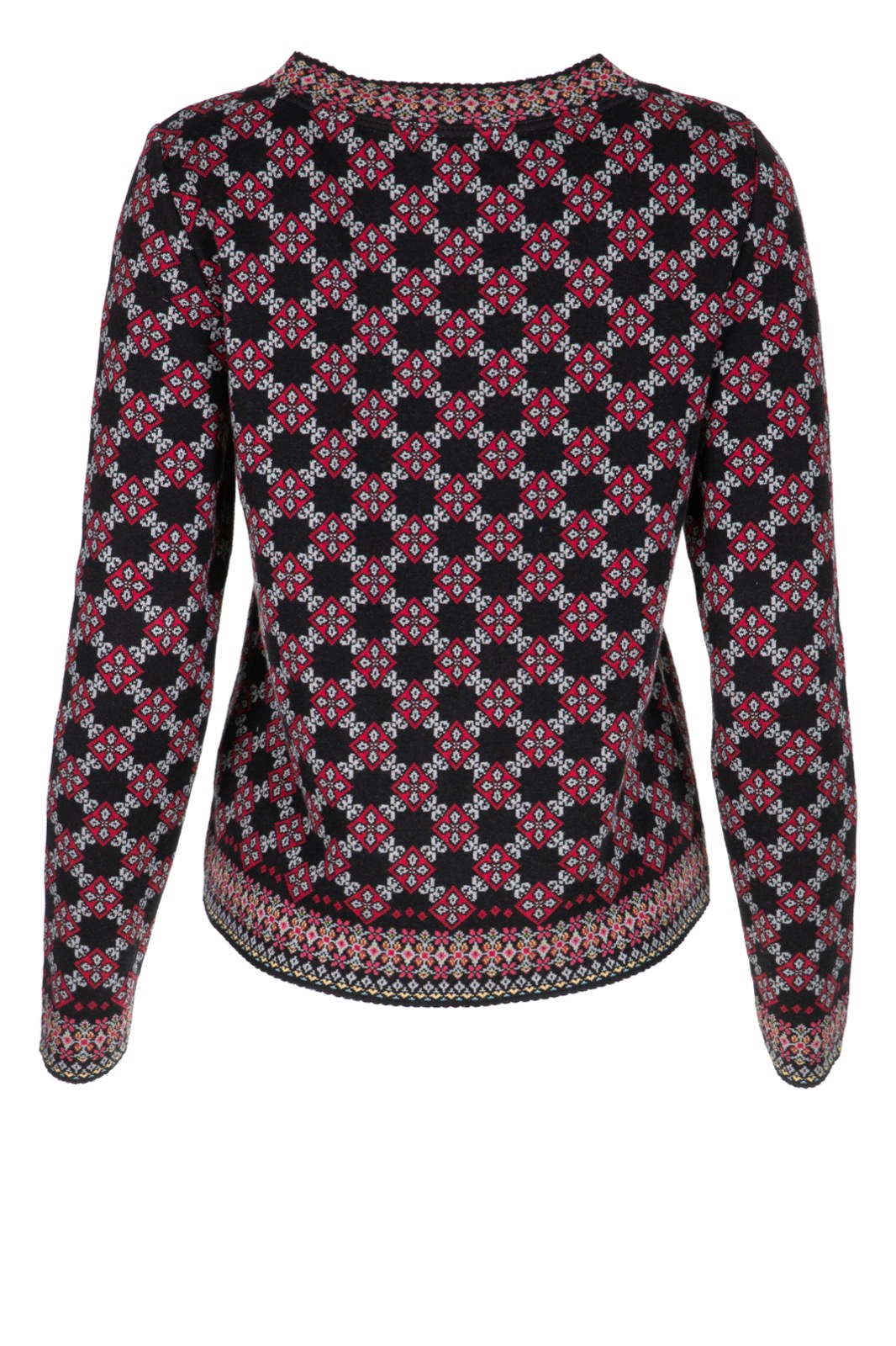 DUNQUE Jacquard-Pullover "KARO" GOTS , Farbe schwarz-bunt, 100 % Bio-Baumwolle, Made in Germany
