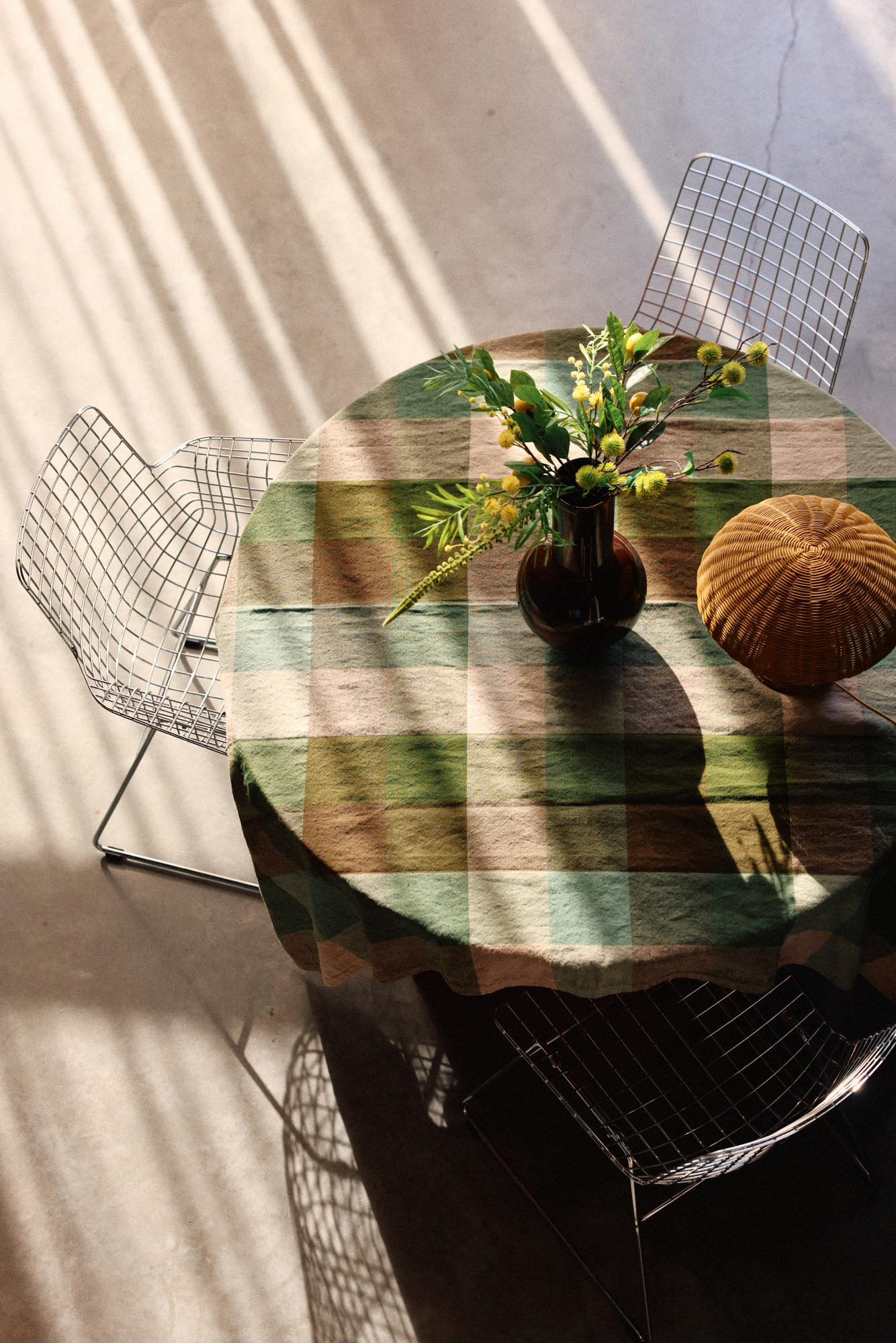 HKliving Vida Check Tischdecke mint/olive, 140x220cm 