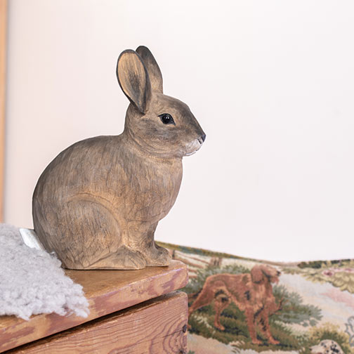 Kaninchen Lindenholz handgeschnitzt von Wildlife Garden