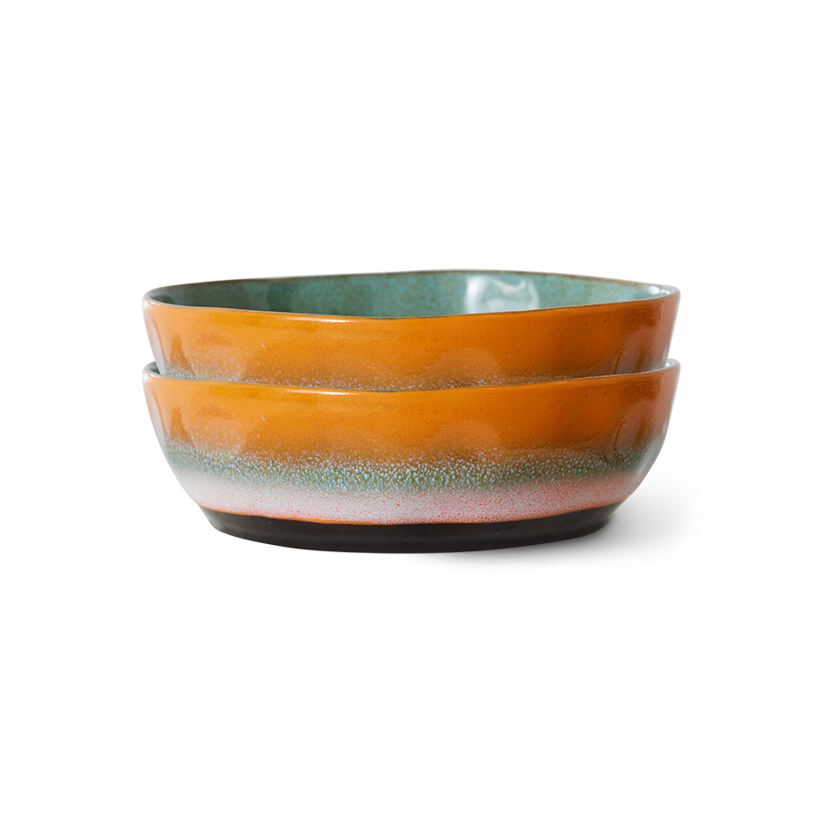 HKliving 70's ceramics: pasta bowl, GOLDEN HOUR,  Siebziger Jahre Geschirr, Keramik pro Stück