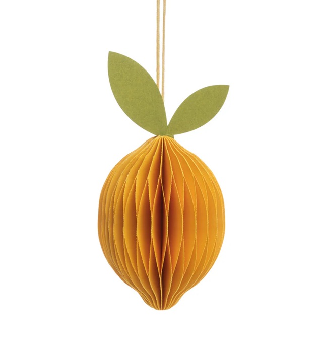 Papieranhänger Zitrone, Honeycomp, ca. 12 cm 