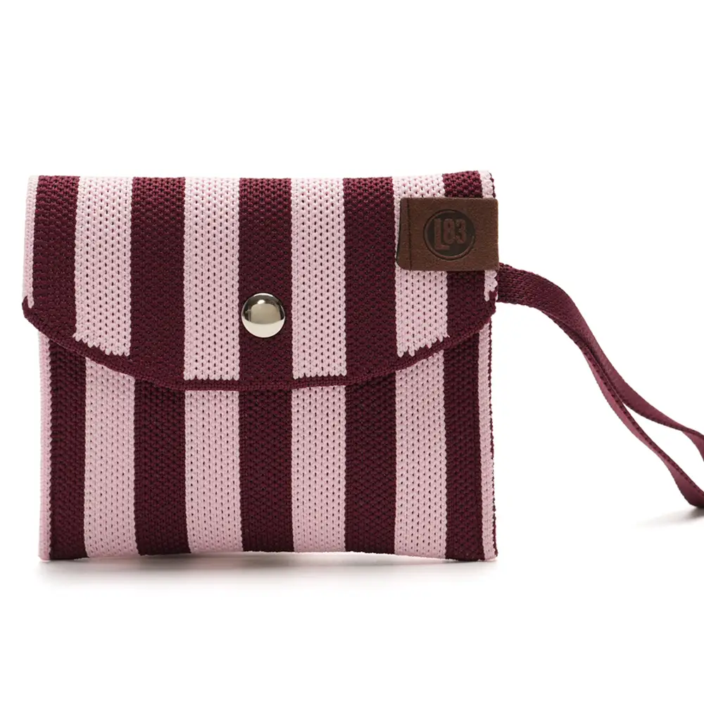 LOT83 Geldbörse JULIA 57 Streifen Aubergine-sanftes Rose Geldbeutel, Portemonnaie