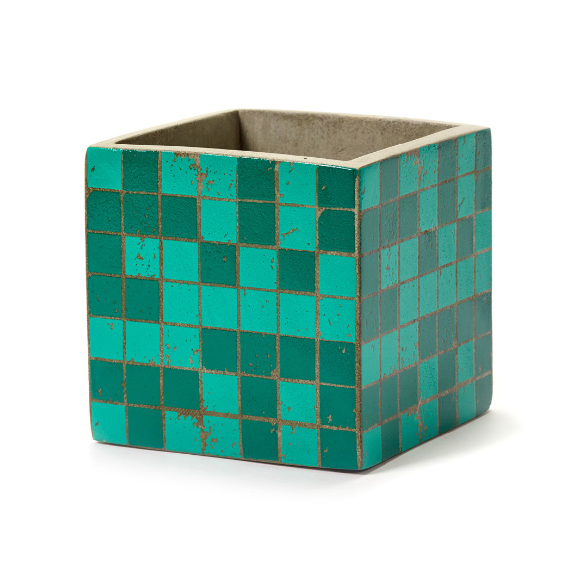 Übertopf MOSAIK grün, ca. 13 x 13 x 13 cm