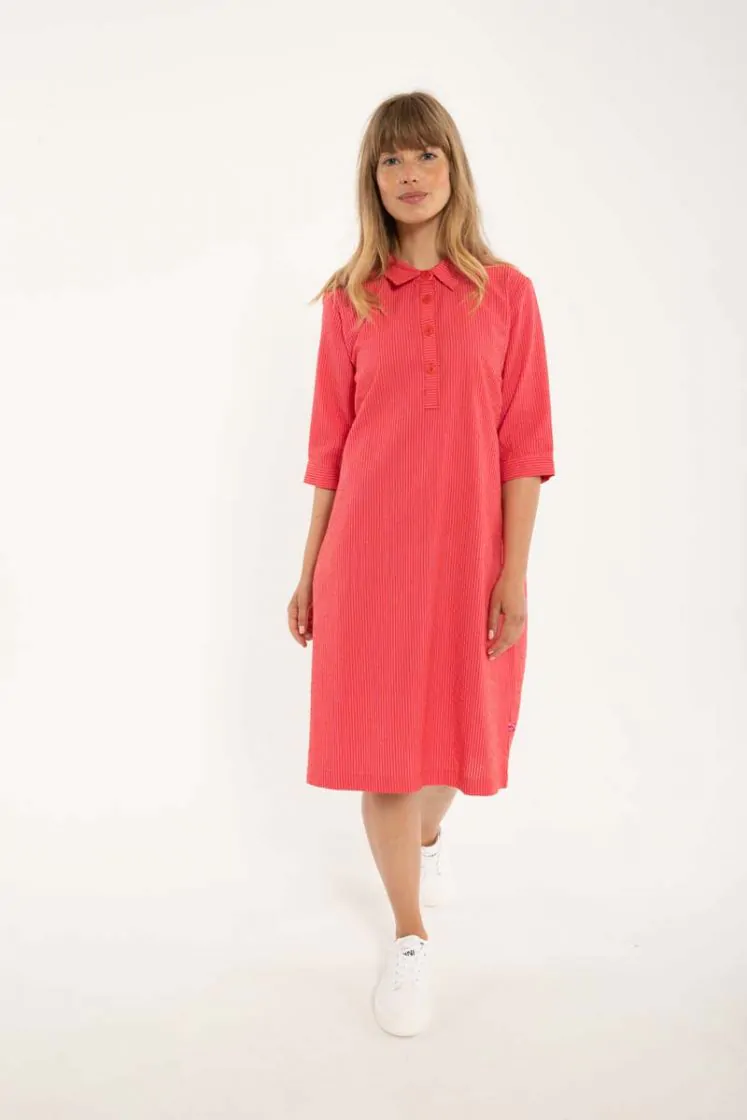 Danefæ Danecarnation Searsucker Dress Super Pink/Bright Red