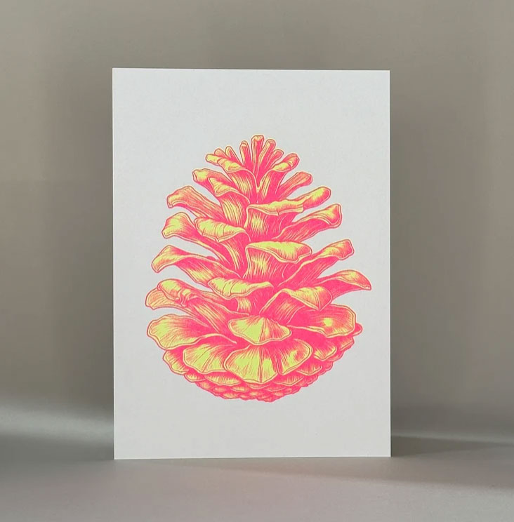 Herr und Frau Rio Postkarte XMAS Zapfen, Risographie Postkarte Weihnachten