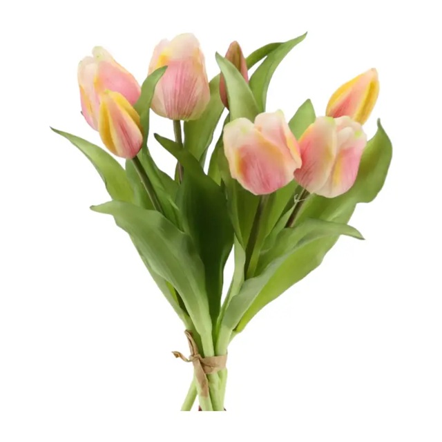 Tulpenbund 'soft touch' pink-gelb , ca. 30 cm, Tulpe, Kunstblumen
