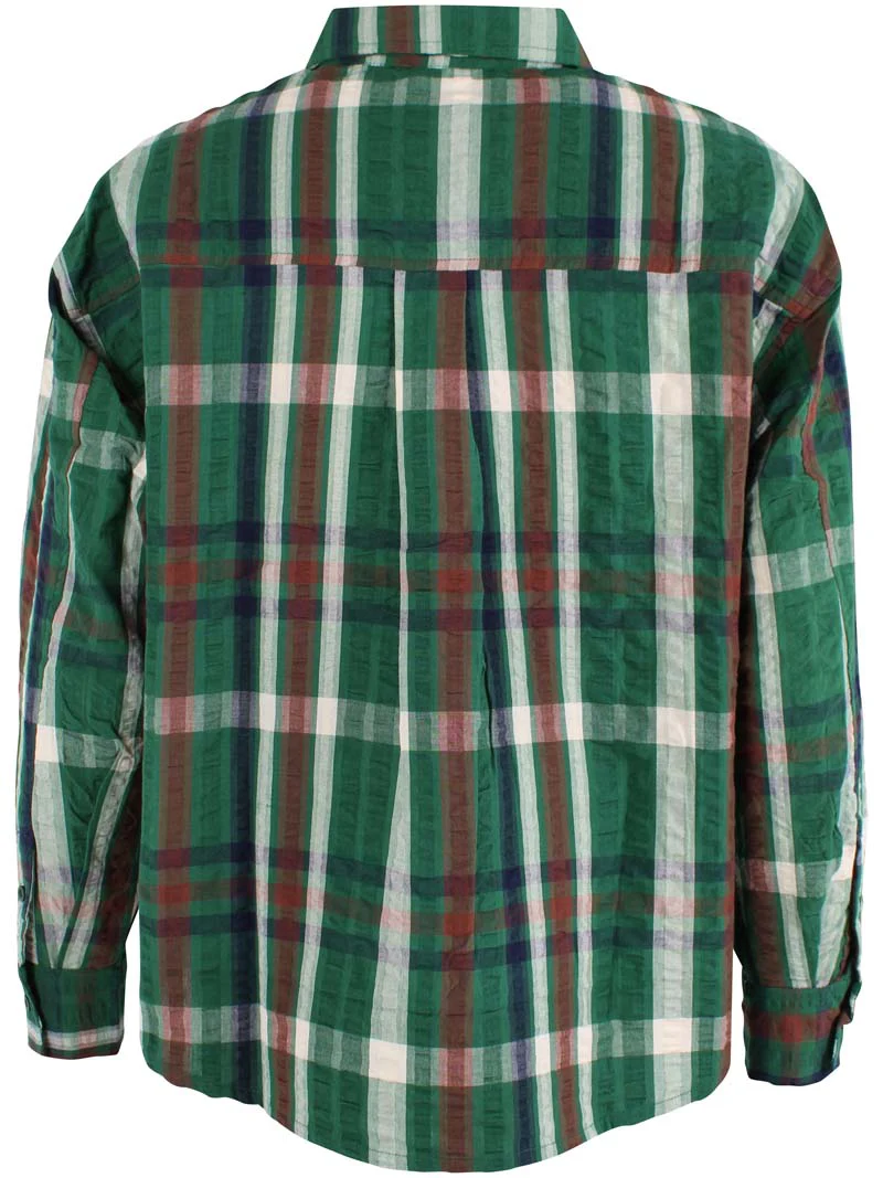 % Danefae Danethyme Seersucker Hemd Dk Pine CHECK