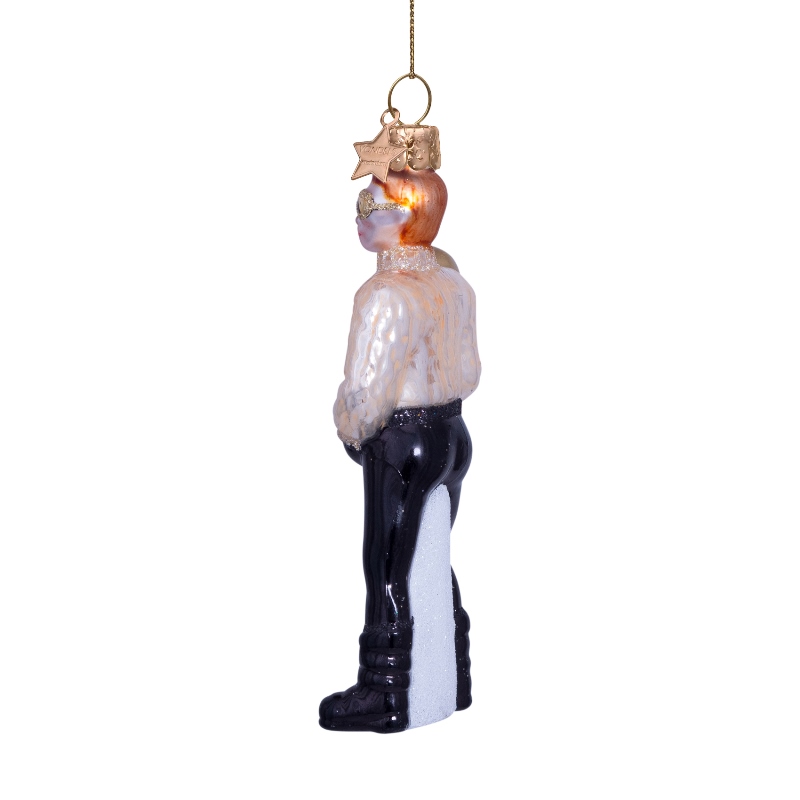 Weihnachtskugel Skifahrer " ski boy", champagne, H. ca. 12,5 cm, Glas von Vondels