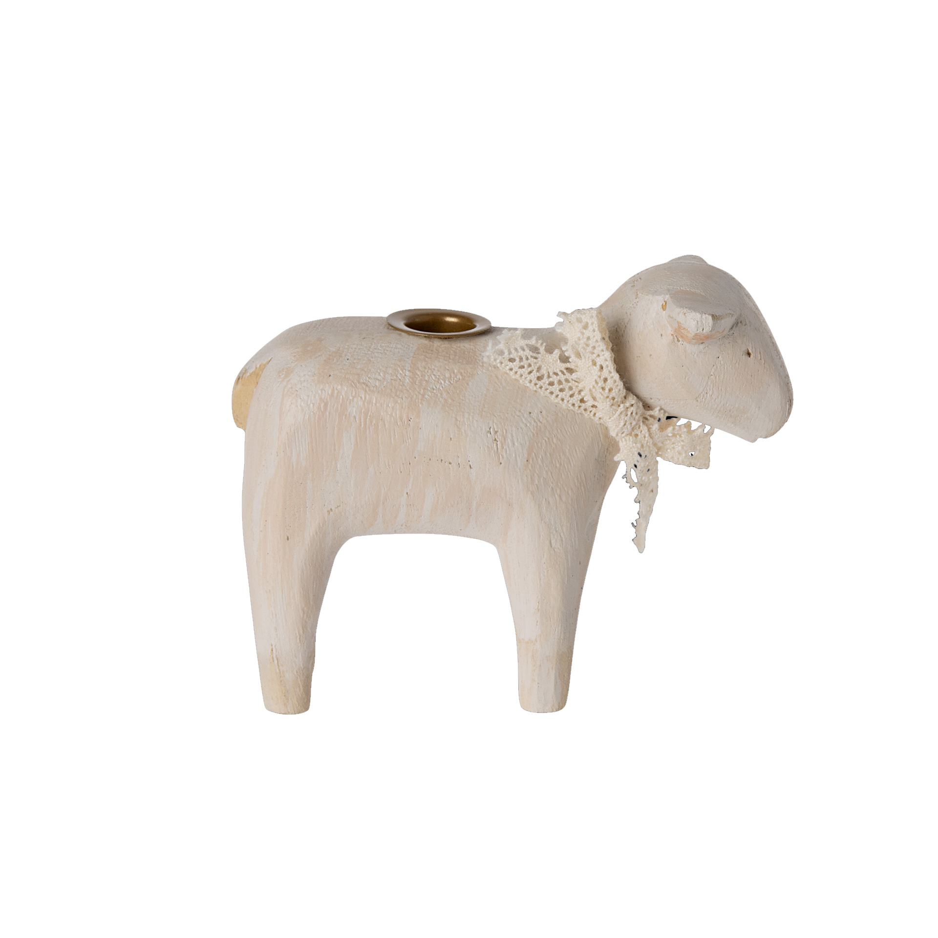 Maileg Lamm Kerzenständer - Off-White, Holz, Höhe ca 8 cm 