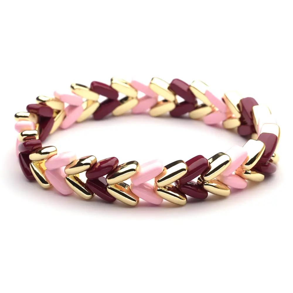 Lot83 LizzyMae Armband Emaille -V - Gold - lila/rosa, Modeschmuck