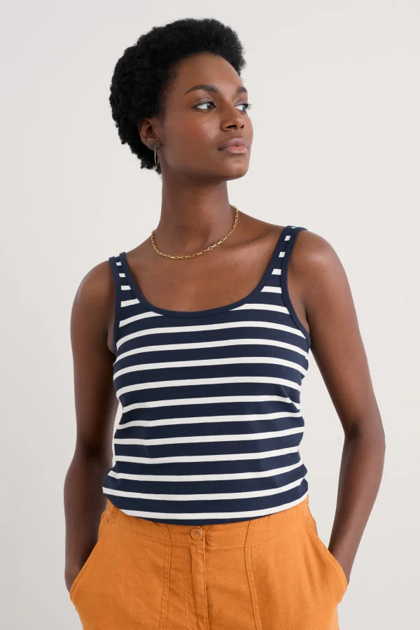 SEASALT CORNWALL Shirt Tidal Drift Vest-Breton Maritime Chalk