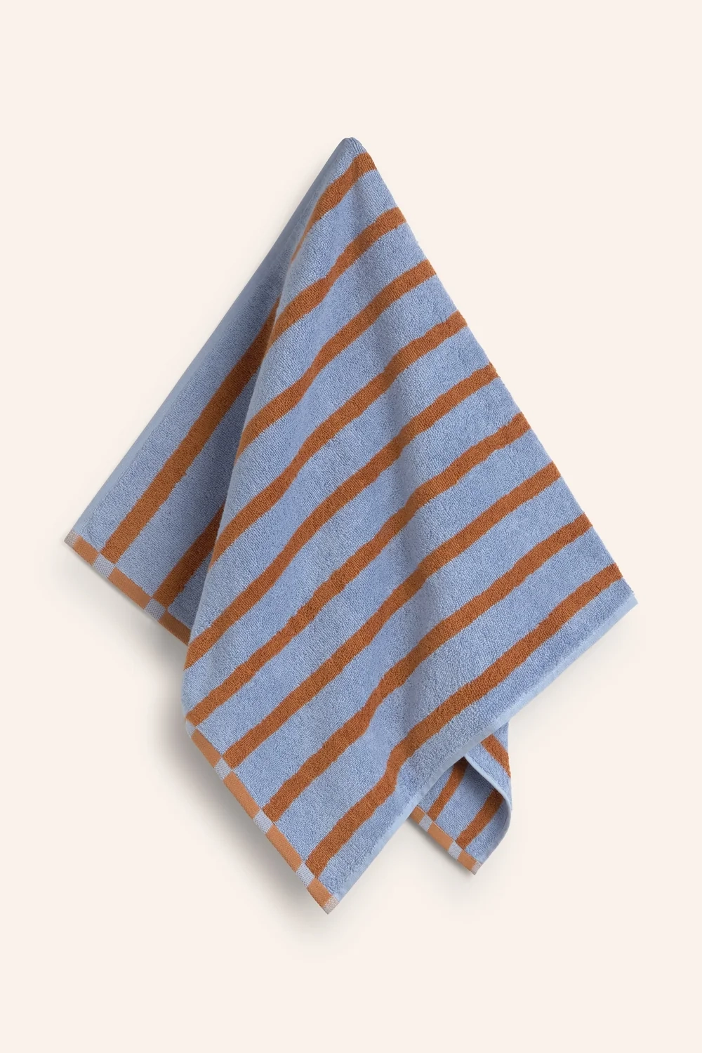 Badehandtuch mit blau mit braunen Streifen Saturno, ca. 50 x 90 cm, Handtuch  