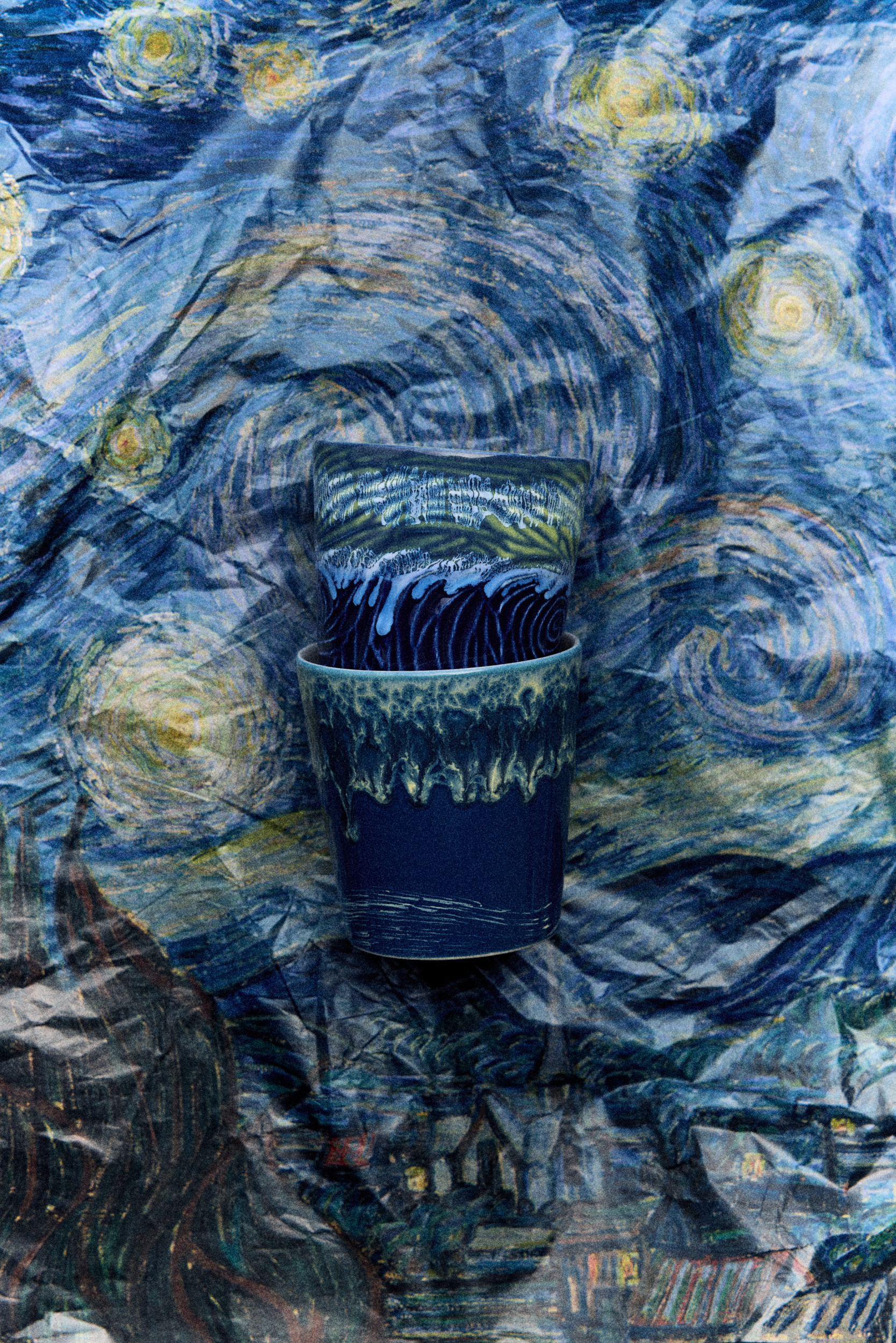 HKliving 70's Kaffee Becher Van Gogh 2er Set, STARRY NIGHT, 70s ceramics: Van Gogh coffee mugs starry night, set of 2