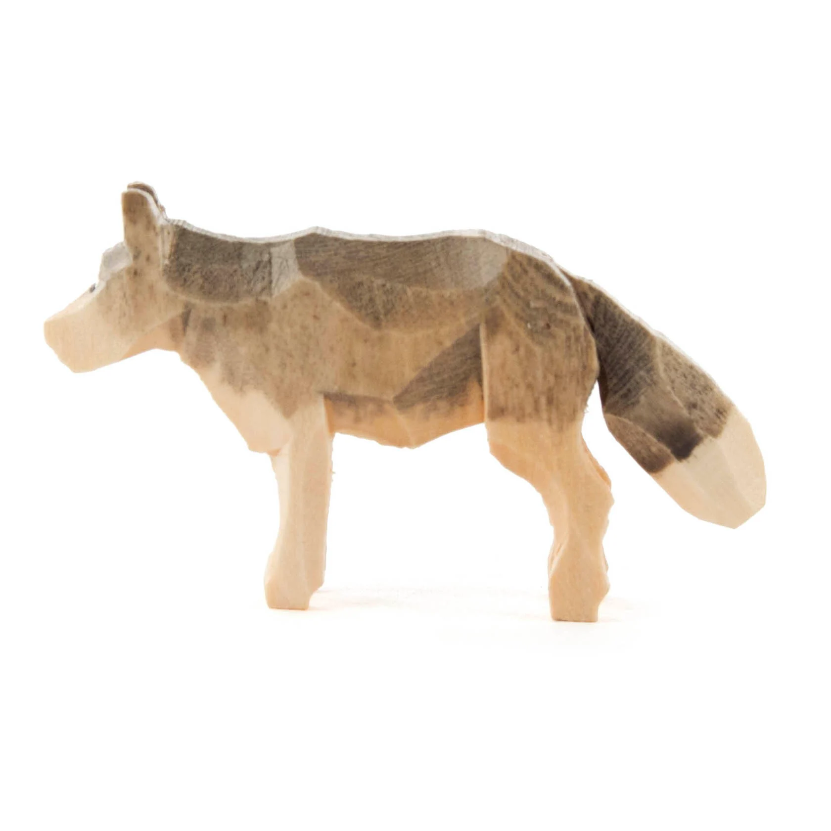 Erzgebirge Wolf grau klein, Höhe ca.3 cm, Reifentier handgeschnitzt , Miniatur 