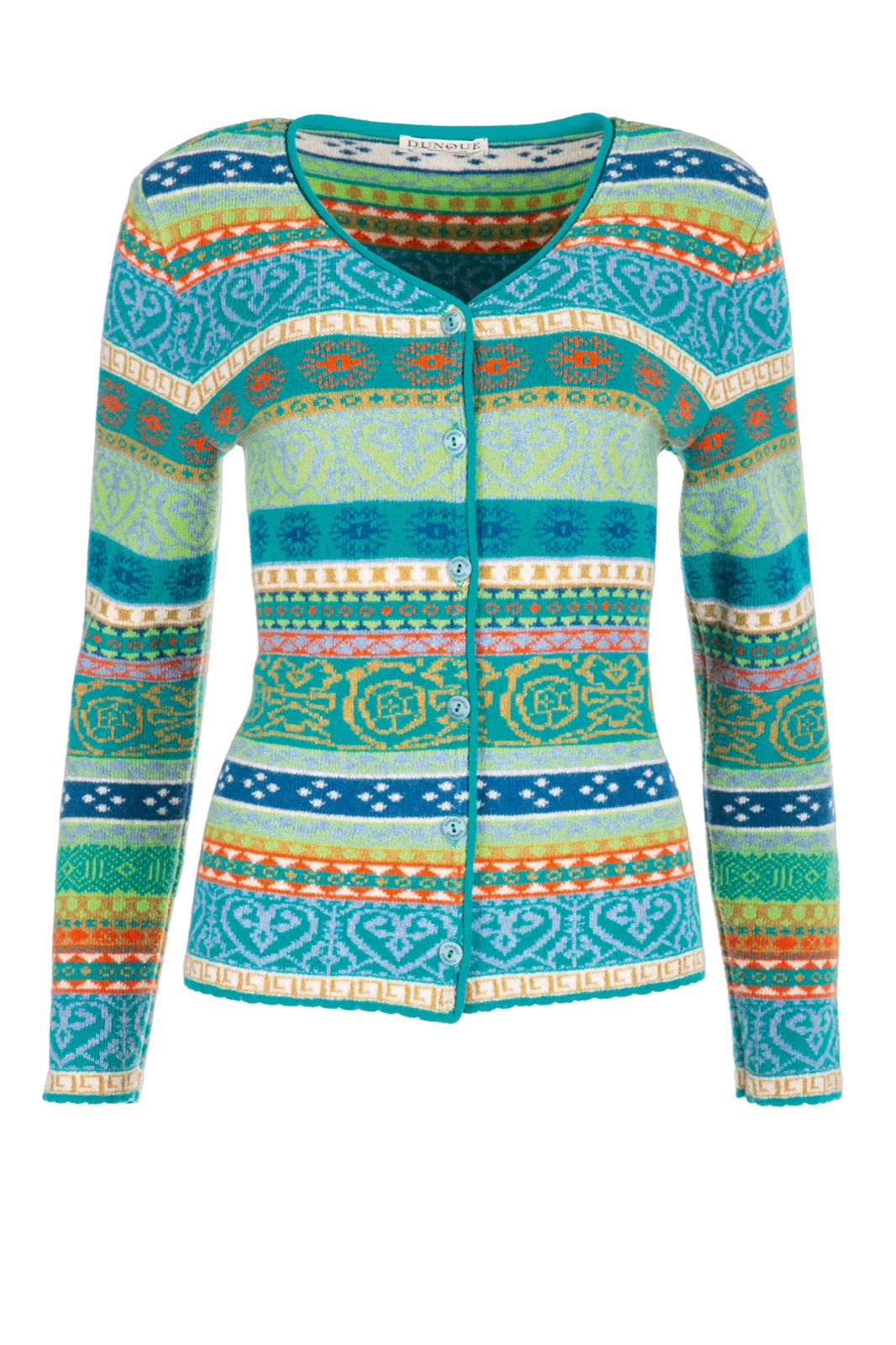 DUNQUE Jacquard-Strickjacke "Maja" , Farbe ozean-bunt, Made in Germany 