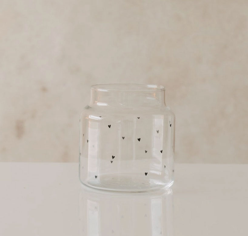 Eulenschnitt Vase aus Glas klein Herz, ca. 8 x 7,5 cm