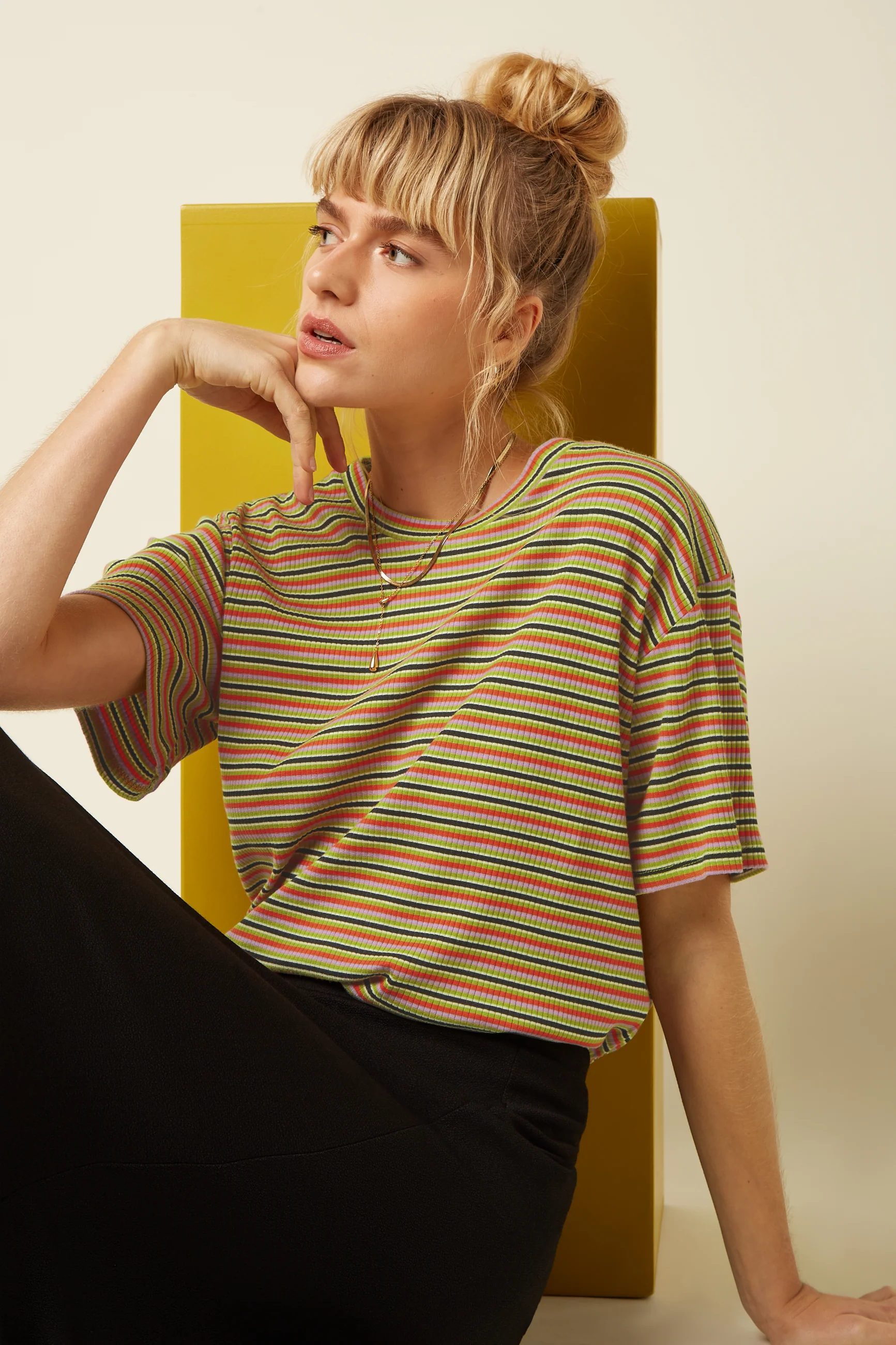 King Louie Boxy Tee Mistral Stripe , Farbe Green Envy - Mistral Stripe