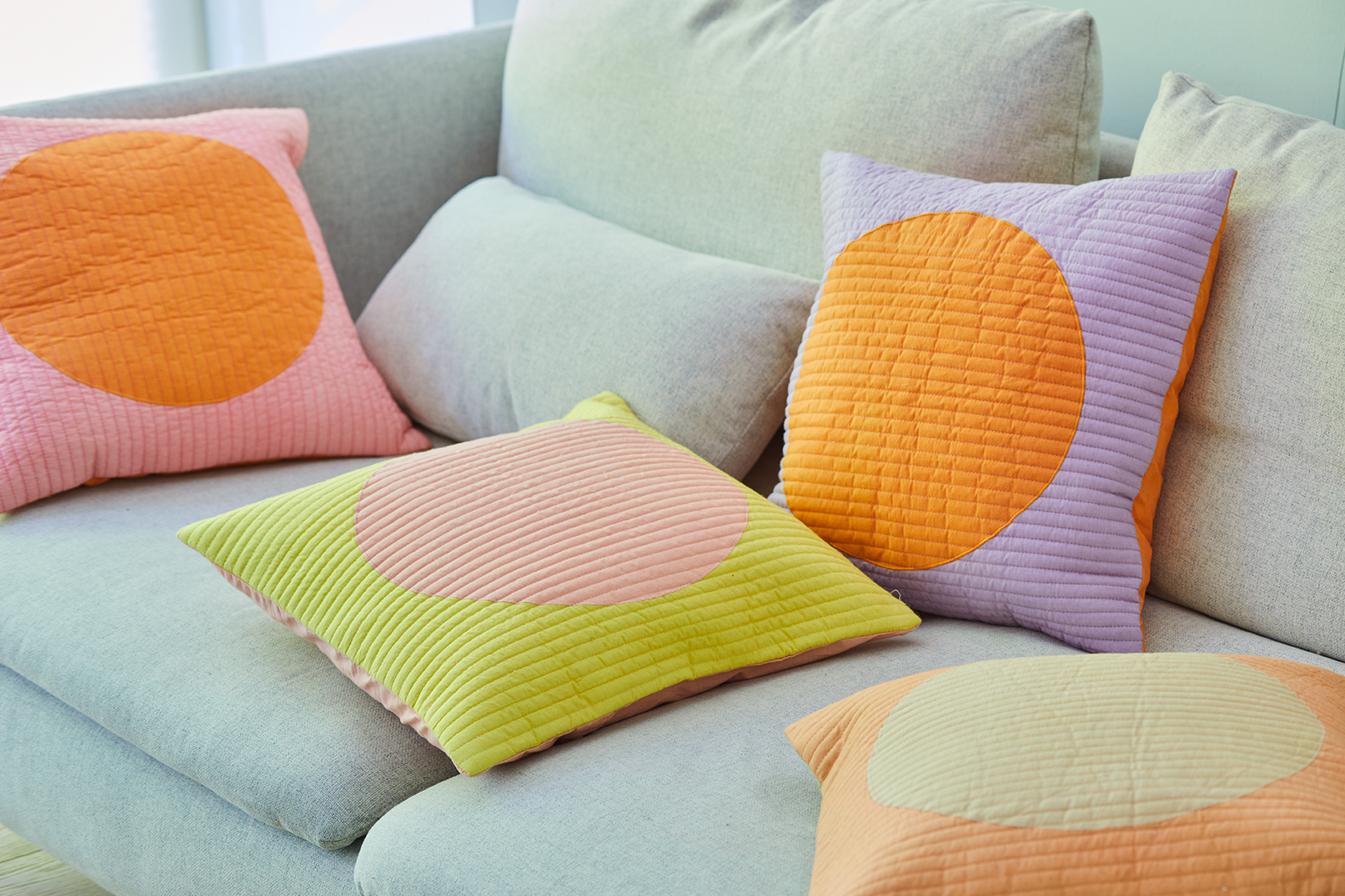 % Kissenhülle, FULL MOON, gequilted, CORAL/BEIGE, ca. 45 x 45 cm