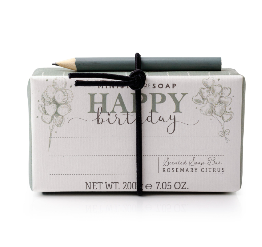 Ministry of Soap - Gift Note & Pencil Soaps - Happy Birthday - Seife, Rosemary Citrus 200 g