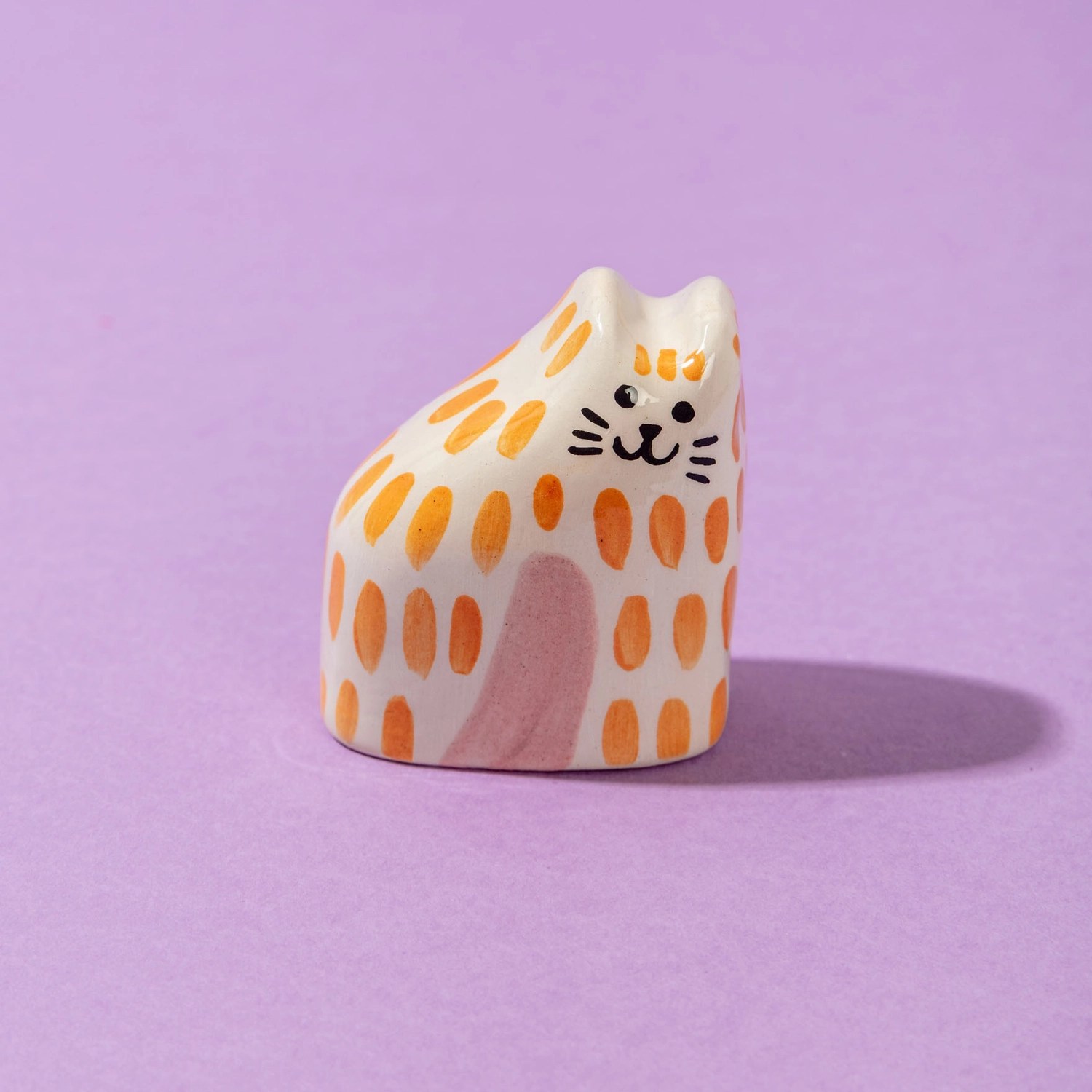 Ana Seixas Katze klein Orange aus Portugal, Keramik ca. 4 - 5 cm, Handgefertigt  