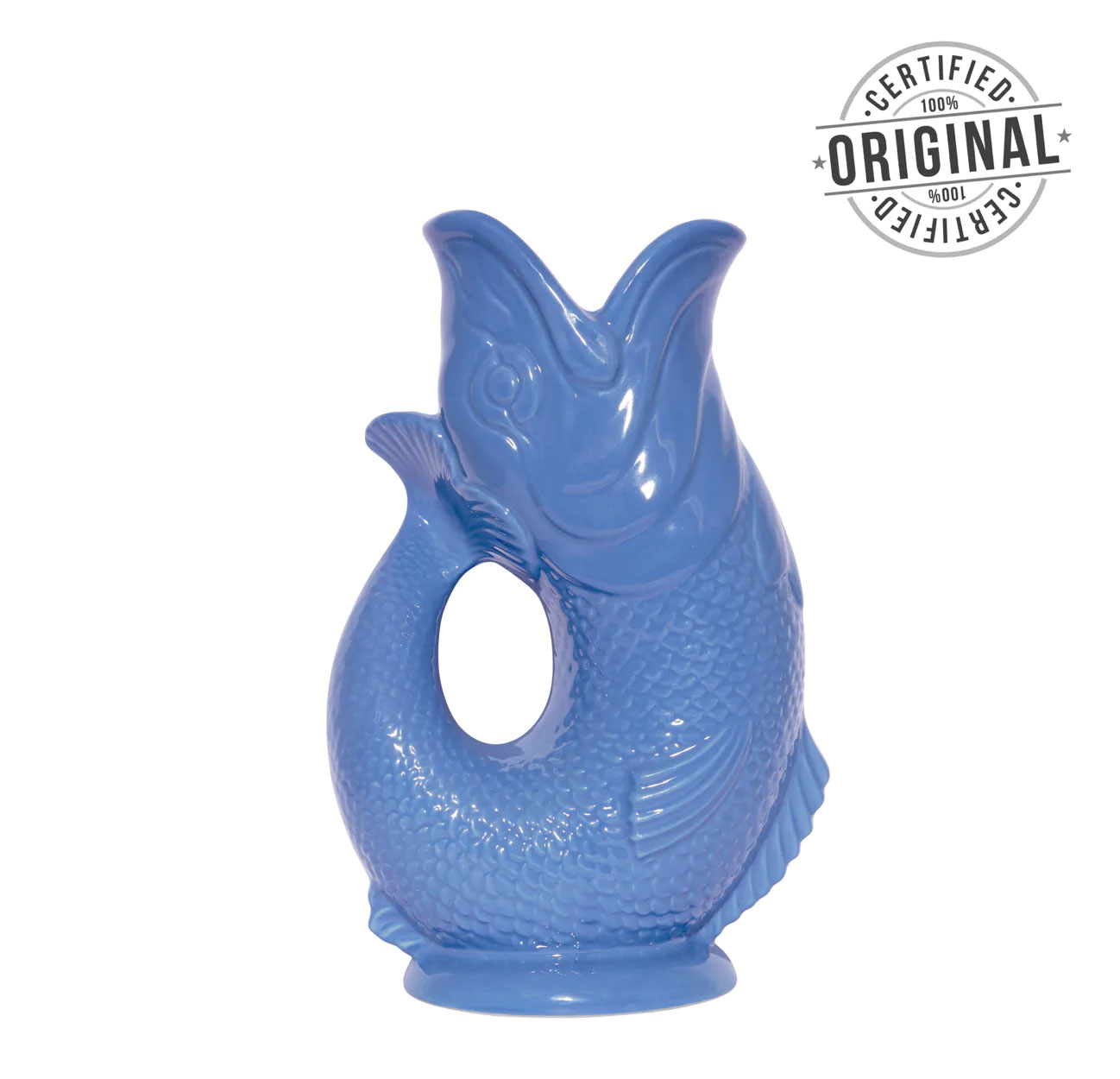 Gluckigluck Fisch Karaffe/ Vase L seablue/blau ca. 0,7 L, Höhe ca. 22 cm