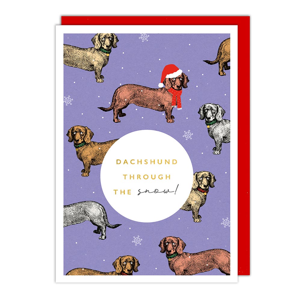 Doppelkarte  Weihnachten "Dachshund through the snow!" Dackel von The Art File
