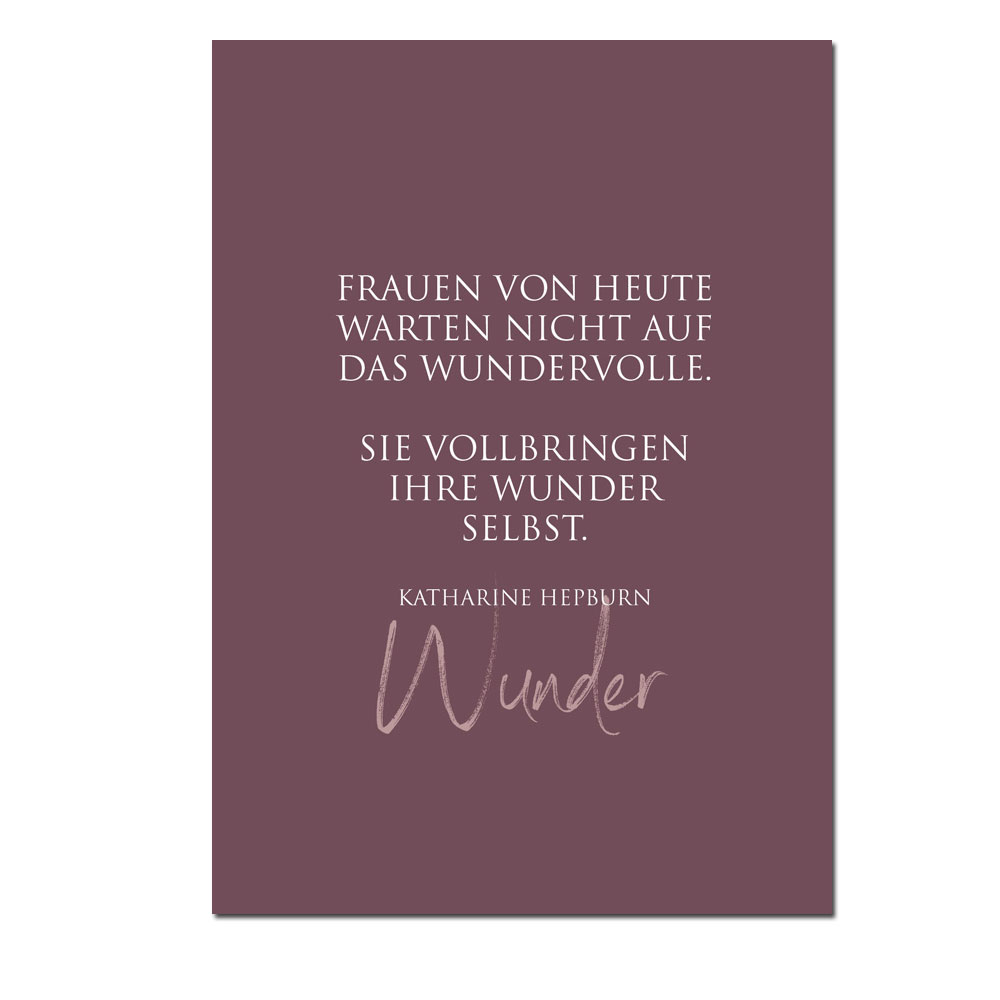 Wunderwort Postkarte "Frauen von Heute" Katharine Hepburn