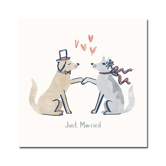 Hochzeitskarte " Just Married",  von ART PRESS , Hunde