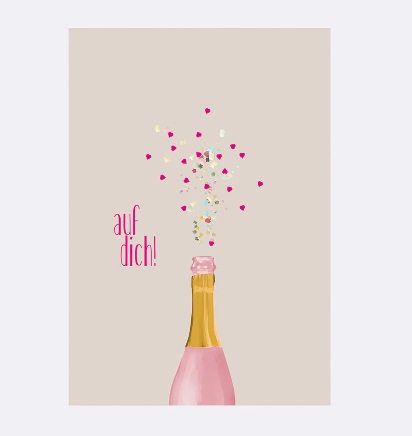 YAY Card Postkarte NEON Sekt auf dich